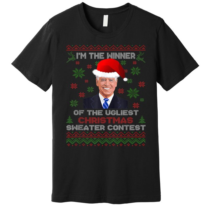 Biden Im The Winner Of The Ugliest Christmas Sweater Contest Premium T-Shirt