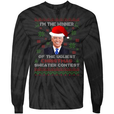 Biden Im The Winner Of The Ugliest Christmas Sweater Contest Tie-Dye Long Sleeve Shirt