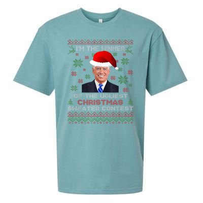 Biden Im The Winner Of The Ugliest Christmas Sweater Contest Sueded Cloud Jersey T-Shirt