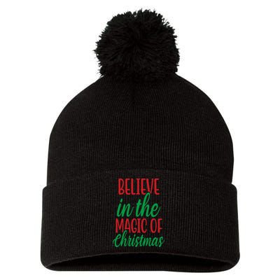 Believe In The Magic Of Christmas Pajama Cool Xmas Holiday Pom Pom 12in Knit Beanie