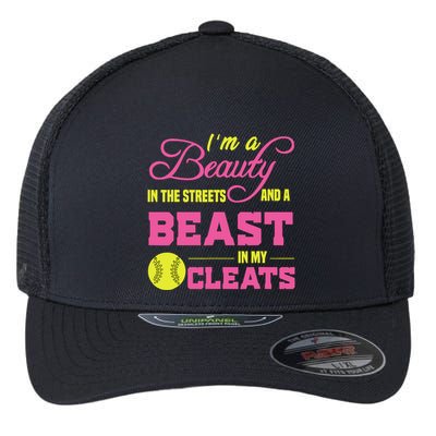 Beauty In The Street Beast In My Cleats GirlWo Softball Flexfit Unipanel Trucker Cap