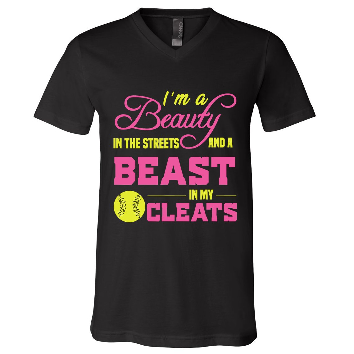 Beauty In The Street Beast In My Cleats GirlWo Softball V-Neck T-Shirt