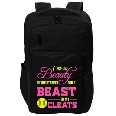 Beauty In The Street Beast In My Cleats GirlWo Softball Impact Tech Backpack