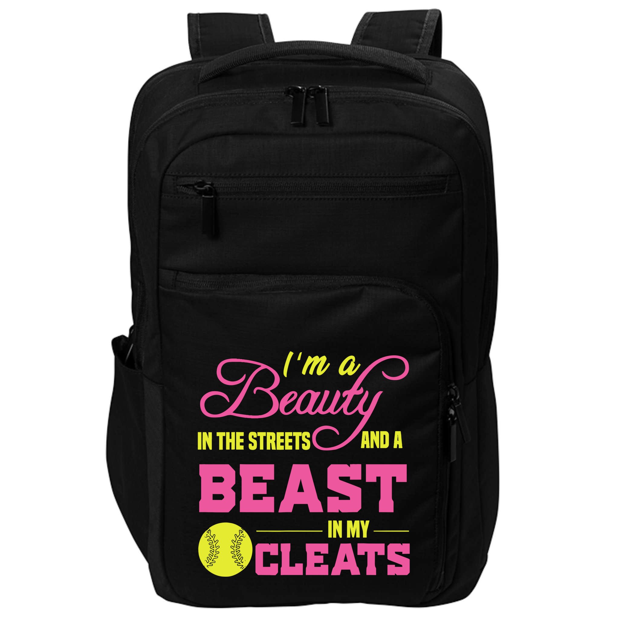 Beauty In The Street Beast In My Cleats GirlWo Softball Impact Tech Backpack