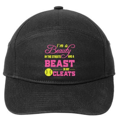 Beauty In The Street Beast In My Cleats GirlWo Softball 7-Panel Snapback Hat