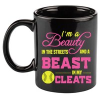 Beauty In The Street Beast In My Cleats GirlWo Softball 11oz C Handle Ceramic Mug