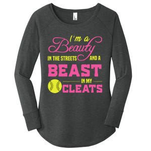 Beauty In The Street Beast In My Cleats GirlWo Softball Women's Perfect Tri Tunic Long Sleeve Shirt