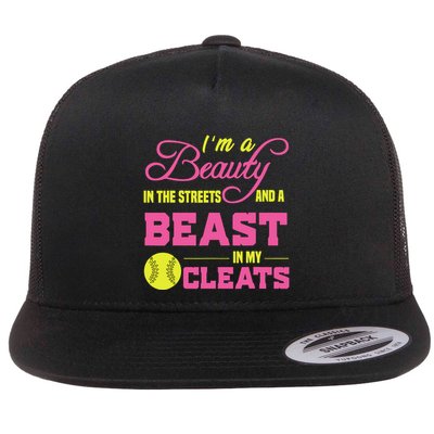 Beauty In The Street Beast In My Cleats GirlWo Softball Flatbill Hat