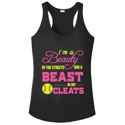 Beauty In The Street Beast In My Cleats GirlWo Softball Ladies PosiCharge Competitor Racerback Tank