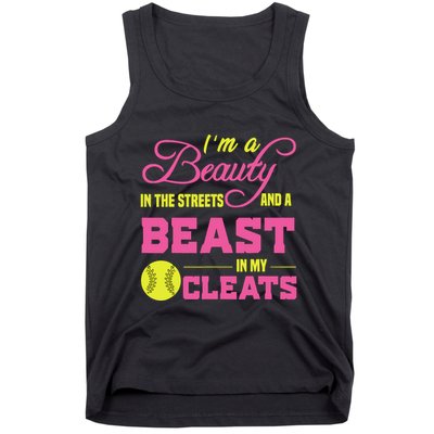 Beauty In The Street Beast In My Cleats GirlWo Softball Tank Top