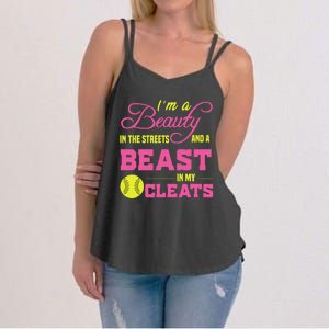 Beauty In The Street Beast In My Cleats GirlWo Softball Women's Strappy Tank