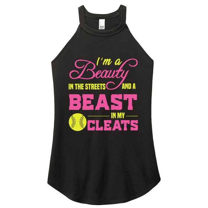 Beauty In The Street Beast In My Cleats GirlWo Softball Women's Perfect Tri Rocker Tank