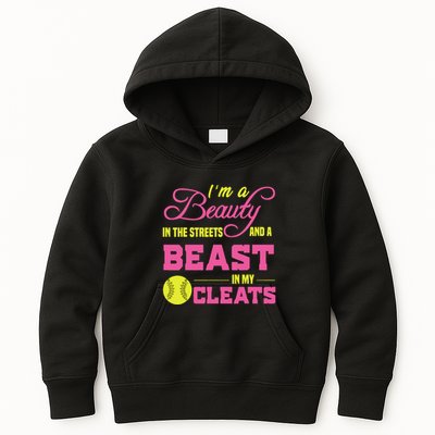 Beauty In The Street Beast In My Cleats GirlWo Softball Kids Hoodie