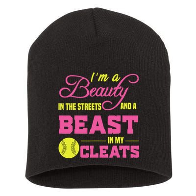 Beauty In The Street Beast In My Cleats GirlWo Softball Short Acrylic Beanie