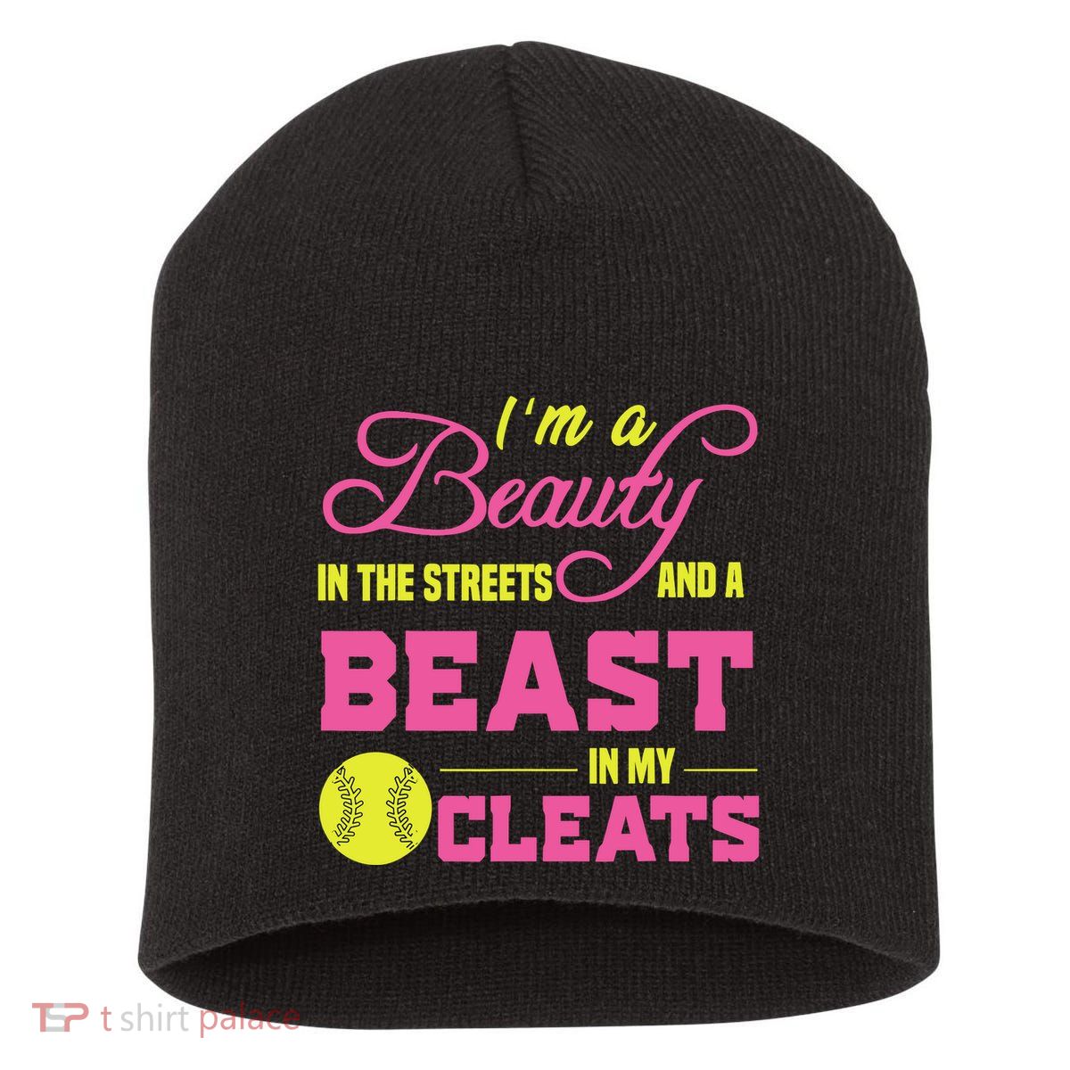 Beauty In The Street Beast In My Cleats GirlWo Softball Short Acrylic Beanie
