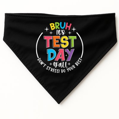 Bruh Its Test Day Rock The Test Teacher Student Testing Day USA-Made Doggie Bandana