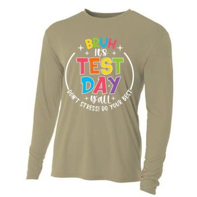 Bruh Its Test Day Rock The Test Teacher Student Testing Day Cooling Performance Long Sleeve Crew