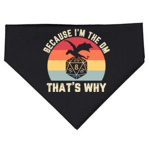 Because Im The DM Thats Why Gift Retro RPG Dice Dragon USA-Made Doggie Bandana