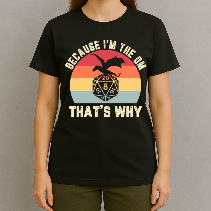 Because Im The DM Thats Why Gift Retro RPG Dice Dragon T-Shirt