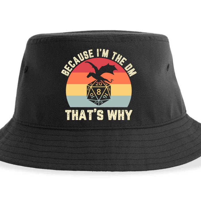 Because Im The DM Thats Why Gift Retro RPG Dice Dragon Sustainable Bucket Hat