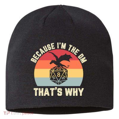 Because Im The DM Thats Why Gift Retro RPG Dice Dragon Sustainable Beanie