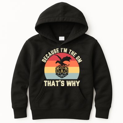 Because Im The DM Thats Why Gift Retro RPG Dice Dragon Kids Hoodie