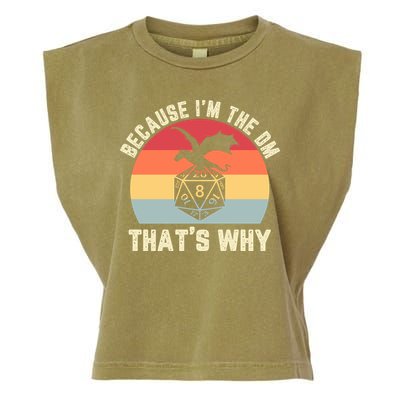Because Im The DM Thats Why Gift Retro RPG Dice Dragon Garment-Dyed Women's Muscle Tee