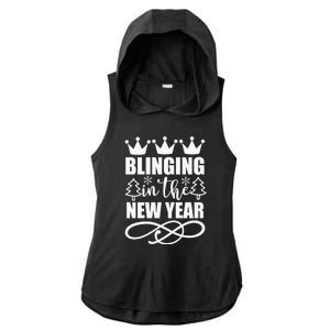 Blinging In The New Year Ladies PosiCharge Tri-Blend Wicking Draft Hoodie Tank