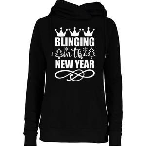 Blinging In The New Year Womens Funnel Neck Pullover Hood