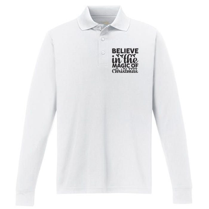 Believe In The Magic Of Christmas Performance Long Sleeve Polo