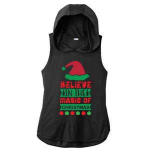 Believe In The Magic Of Christmas Ladies PosiCharge Tri-Blend Wicking Draft Hoodie Tank