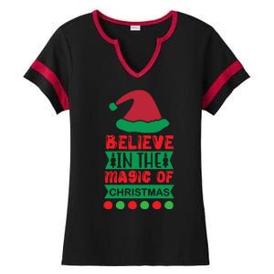 Believe In The Magic Of Christmas Ladies Halftime Notch Neck Tee