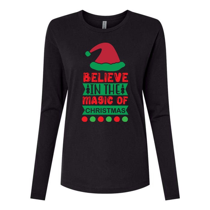 Believe In The Magic Of Christmas Womens Cotton Relaxed Long Sleeve T-Shirt