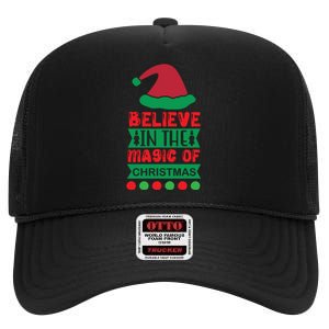 Believe In The Magic Of Christmas High Crown Mesh Back Trucker Hat