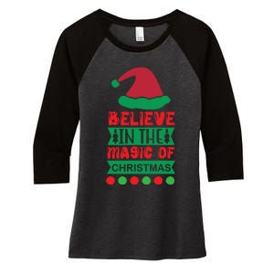 Believe In The Magic Of Christmas Women's Tri-Blend 3/4-Sleeve Raglan Shirt