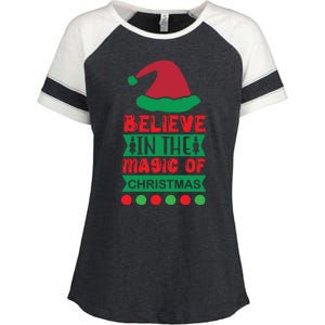 Believe In The Magic Of Christmas Enza Ladies Jersey Colorblock Tee