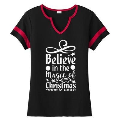 Believe In The Magic Of Christmas Ladies Halftime Notch Neck Tee