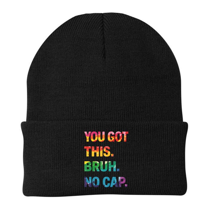 Bruh It's Test Day You Got This No Cap Testing Day Teache.r Knit Cap Winter Beanie