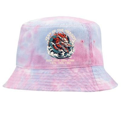 Born In The Lunar Year Of Dragon Wood Dragon 2024 Chinese Tie-Dyed Bucket Hat