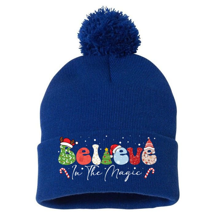 Believe In The Magic Christmas Vintage Cute Gift Pom Pom 12in Knit Beanie