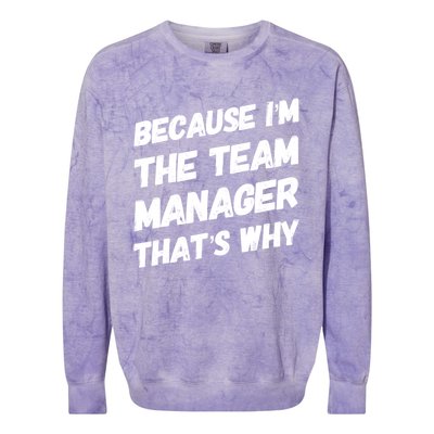 Because I'm The Team Manager That's Why Colorblast Crewneck Sweatshirt