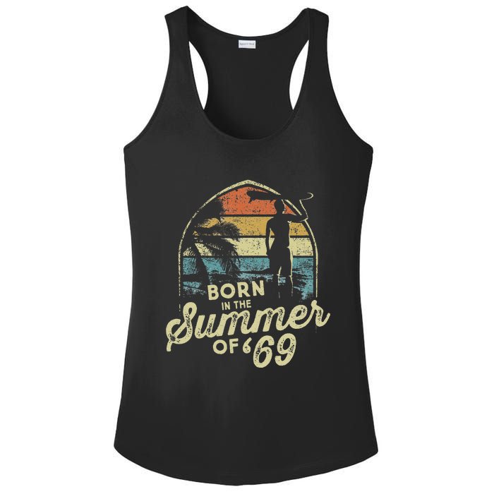 Born In The Summer Of 69 54th Birthday Gifts Funny 1969 Bday Ladies PosiCharge Competitor Racerback Tank