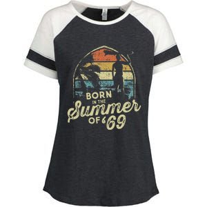 Born In The Summer Of 69 54th Birthday Gifts Funny 1969 Bday Enza Ladies Jersey Colorblock Tee