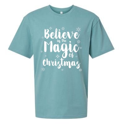 Believe In The Magic Of Christmas Funny Christmas Funny Gift Sueded Cloud Jersey T-Shirt