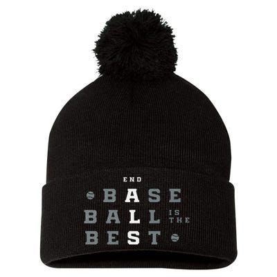 Baseball Is The Best End Als Pom Pom 12in Knit Beanie