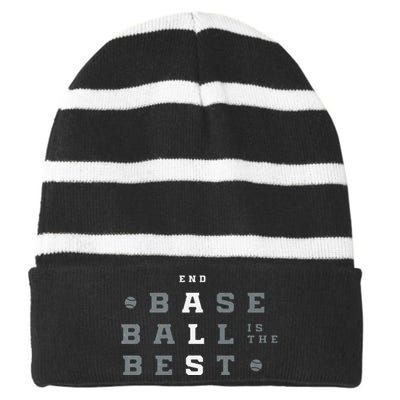 Baseball Is The Best End Als Striped Beanie with Solid Band