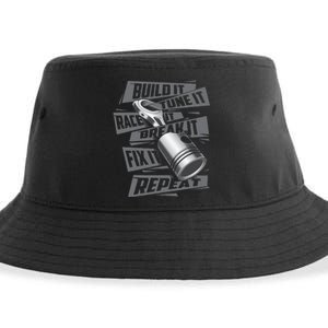 Build It Tune It Race It Break It Race Car Enthusiast Sustainable Bucket Hat