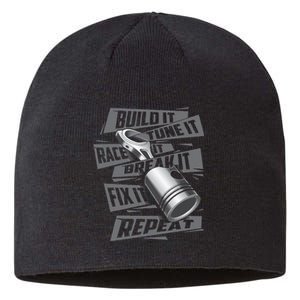 Build It Tune It Race It Break It Race Car Enthusiast Sustainable Beanie