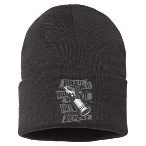 Build It Tune It Race It Break It Race Car Enthusiast Sustainable Knit Beanie