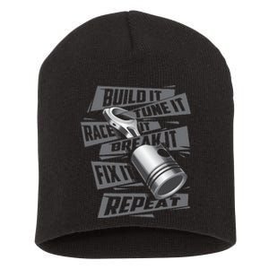 Build It Tune It Race It Break It Race Car Enthusiast Short Acrylic Beanie